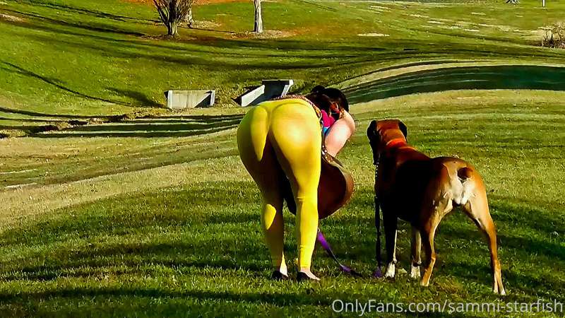 Very see through leggings, walking in the park.  Pic set par.. 19