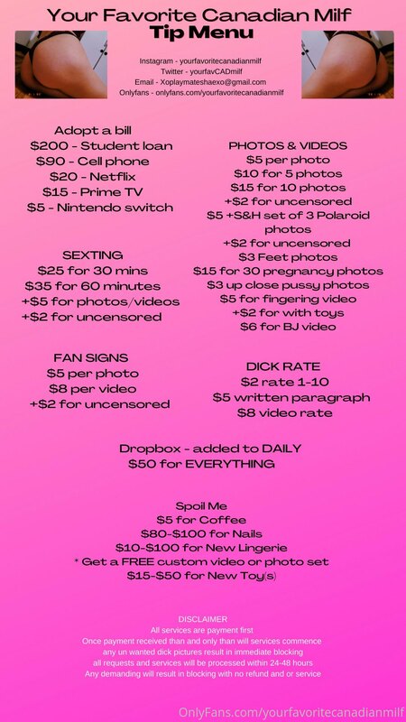 Tip Menu ✨ 
Any other custom content always welcome ?