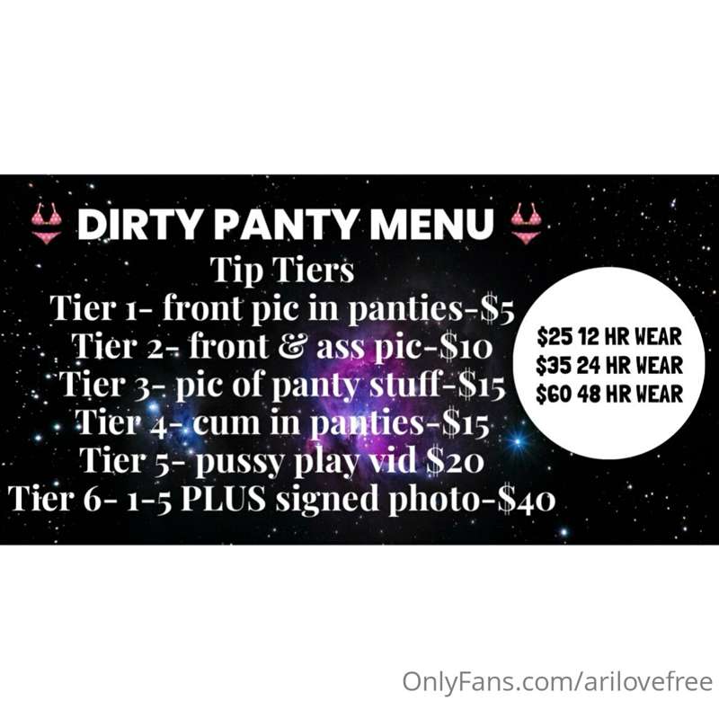 Selling dirty panties for $25 guys! Tip this post $25 for 12.. 1
