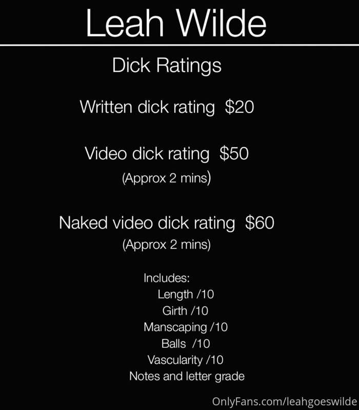 Hey loves, if you'd like a dick rating I'll be doing them on.. 1