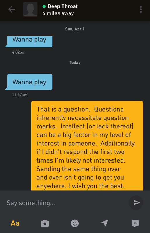 Maybe I'm a dick...or maybe I'm just fed up with people who ..