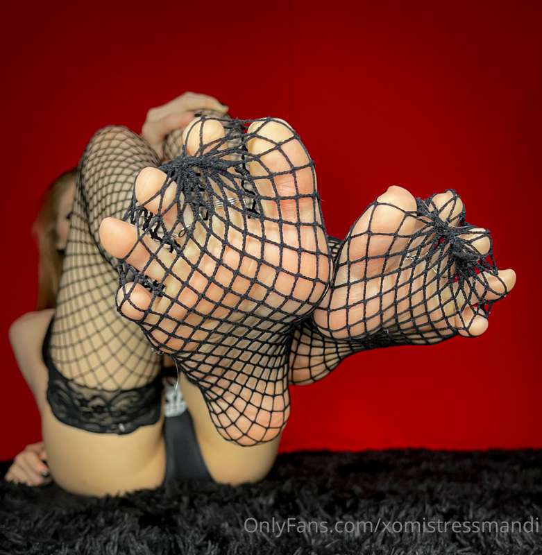 Up close photos of how sexy my feet look in fishnets! 4