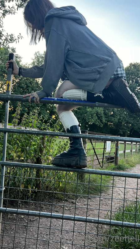 trying to climb over field gates in a skirt... 2