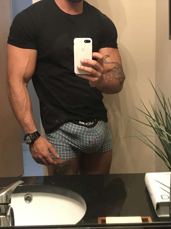 tried on a pair of my old boxers from like when I was 12 ..... 5