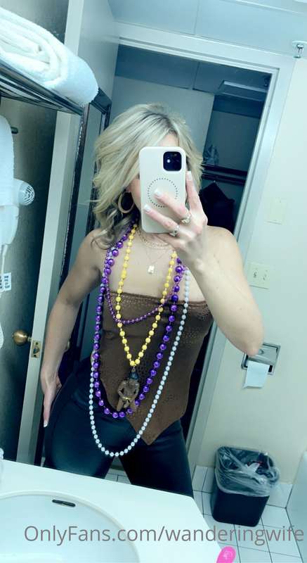 You like my beads?……It’s Mardi Gras time😉🍫🍆