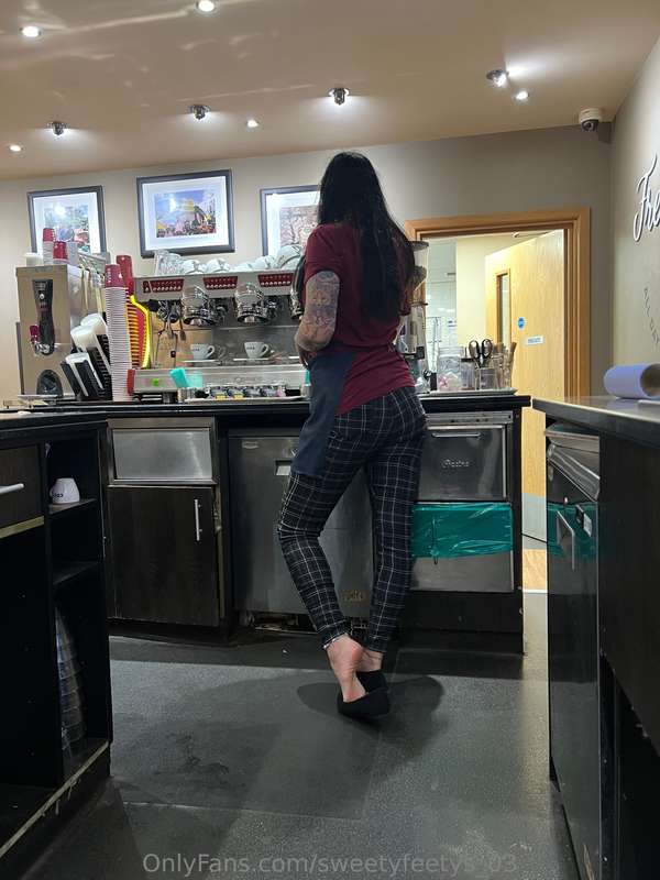 POV. Your favourite barista notices you looking at her feet .. 3