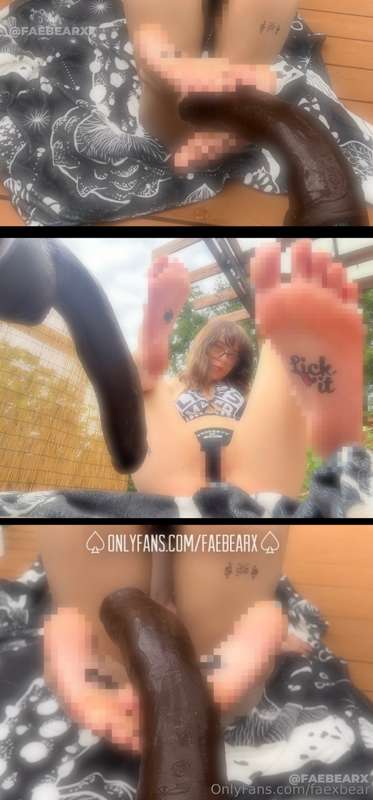 Oiling up my feet in the sun and jerking off 12 inch BBC wit..
