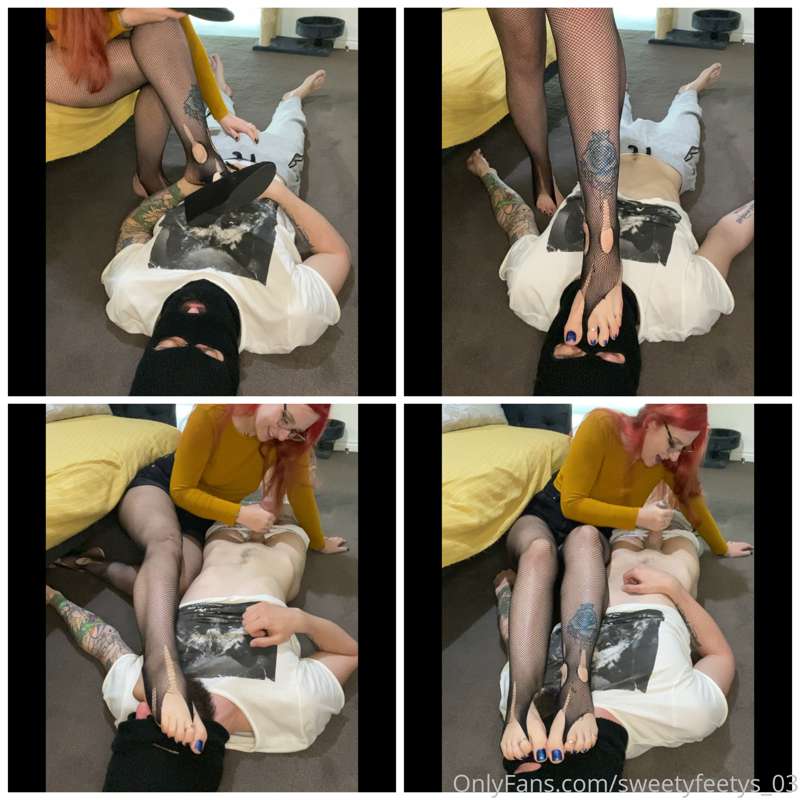 Slave training part 2 ! 
Giving him handjob while he worship..
