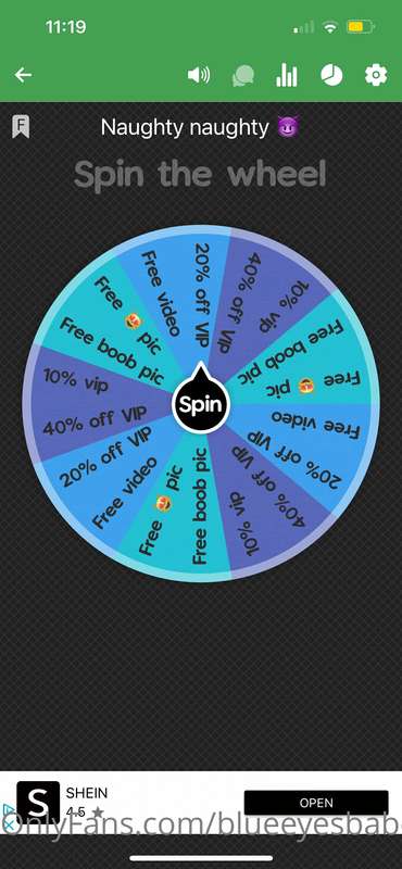 Anyone wanna spin the wheel🤪  only a $1 tip for one spin and.. 1