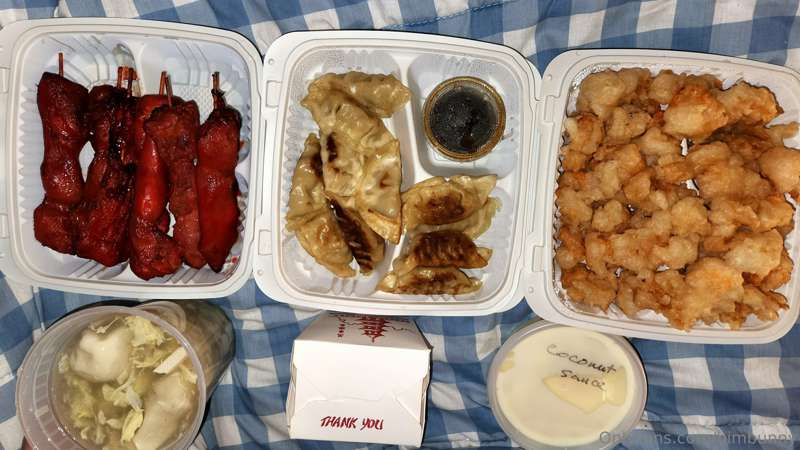 I feel like I'm gonna pop!
Popcorn shrimp, fried rice, chick.. 7