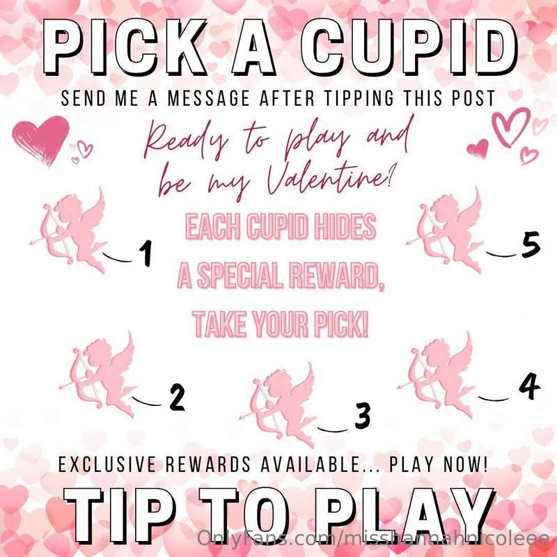 𝐖𝐚𝐧𝐧𝐚 𝐛𝐞 𝐦𝐲 𝐕𝐚𝐥𝐞𝐧𝐭𝐢𝐧𝐞? 𝐏𝐢𝐜𝐤 𝐚 𝐂𝐮𝐩𝐢𝐝! 🌹😇 
💕 1 Cupid - $10 
💕 ..