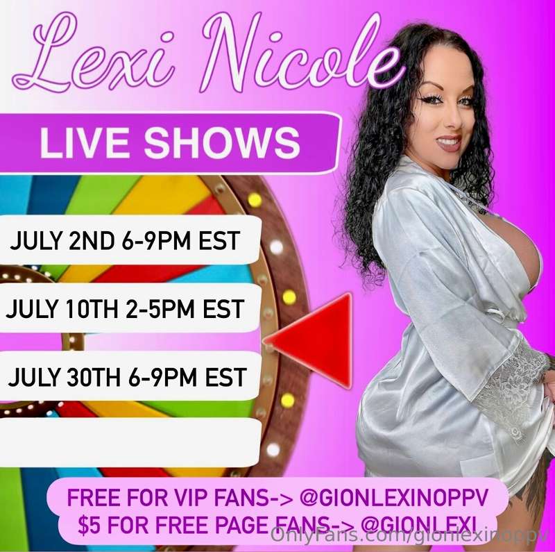 🎉 July Live Show Schedule 🎉Save the dates! I’ve got 3 live s..