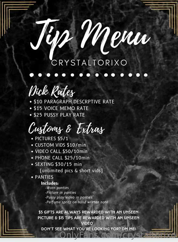 Tip menu 🖤✨