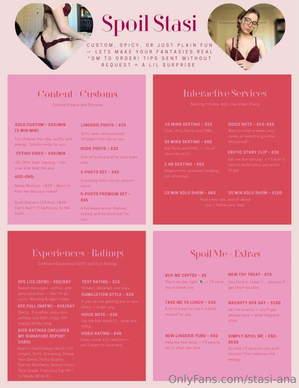 Want something personal? Here’s everything I offer — from vi..