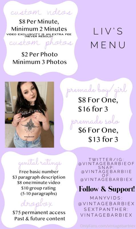 Not pictured:
Sexting ($2 per minute, $4 with photos)
Used i..