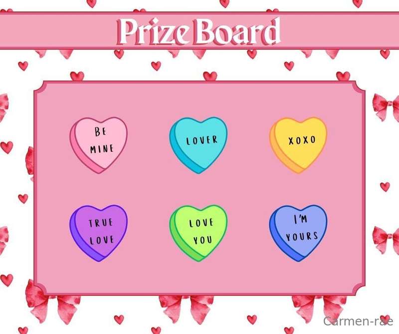 This is our prize board for the games! Complete a game, pick..