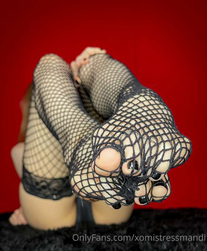 Up close photos of how sexy my feet look in fishnets! 9