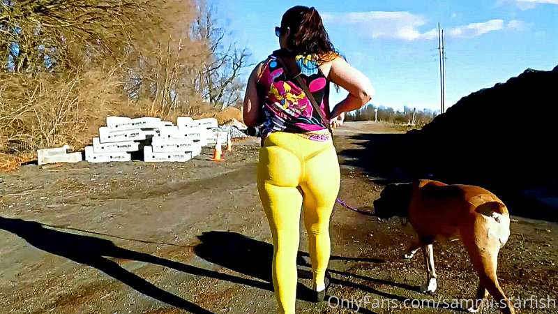 Very see through leggings, walking in the park.  Pic set par.. 14