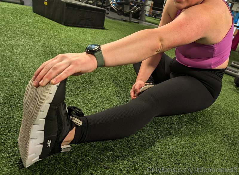 Next, you notice me starting my cool-down stretches, and may..