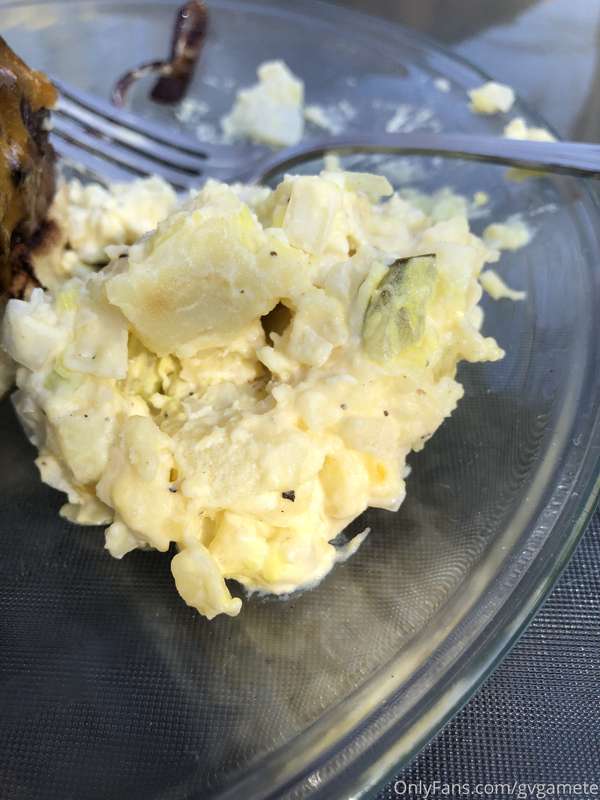 Easter burger, made by a friend. Potato salad along side is .. 1