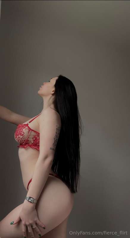 Do you like the way I look in this red lingerie? 🔥 I feel so..