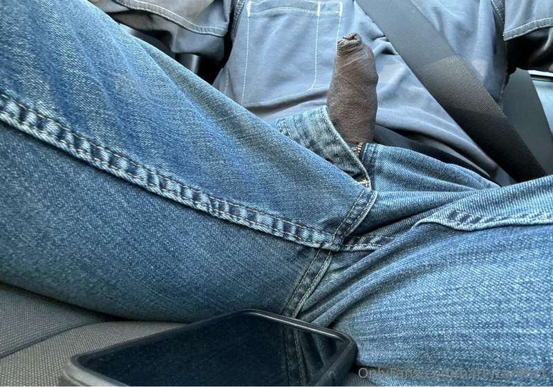 Driving to work with a hard uncut cock. 