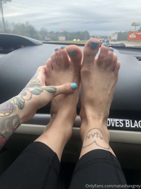 I love taking feet pics! On my way home - 18 hour road trip .. 5