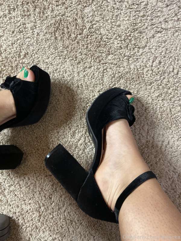 Green painted toes with some nice high heels with my cute pu.. 3