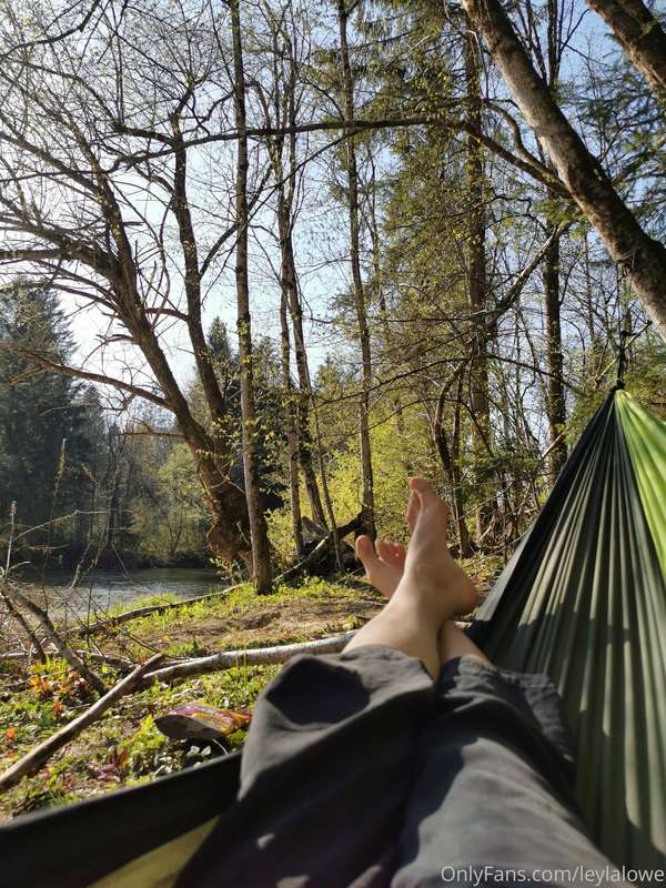 Chilling by the river and walking around barefeet is awesome..