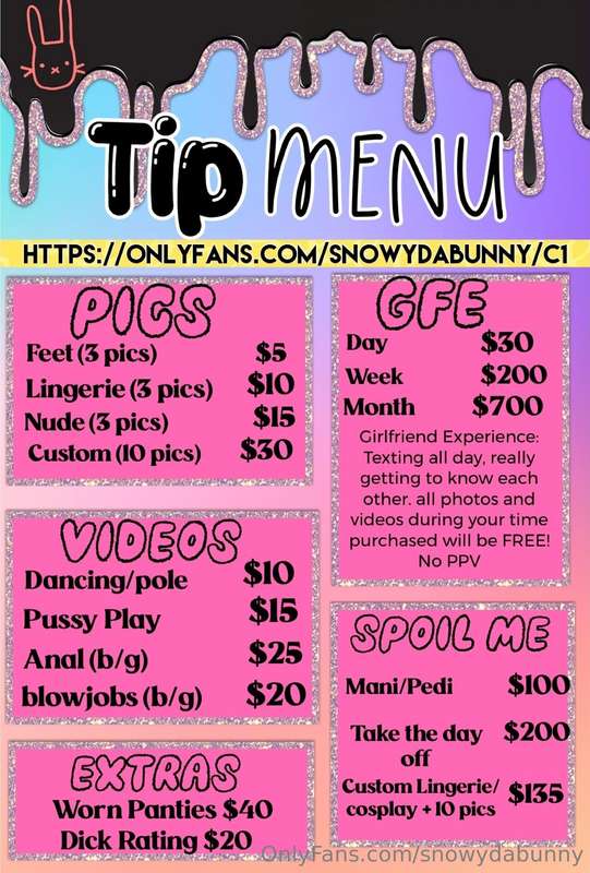 NEW TIP MENU LETS GO 💦💦I am available today for GFe and cust.. 2