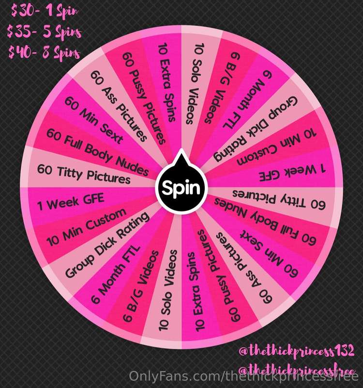 🩷 PINK SPIN WHEEL 🩷💰 Tip this post 💰🌸 Re-Spins are $8 🌸🎀 Re-..
