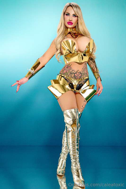 Shooting with my new space outfit, metal with vegan leather...