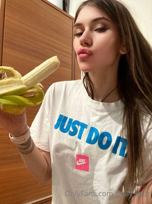 Mmmm... What a delicious banana... 
I think you should repla..