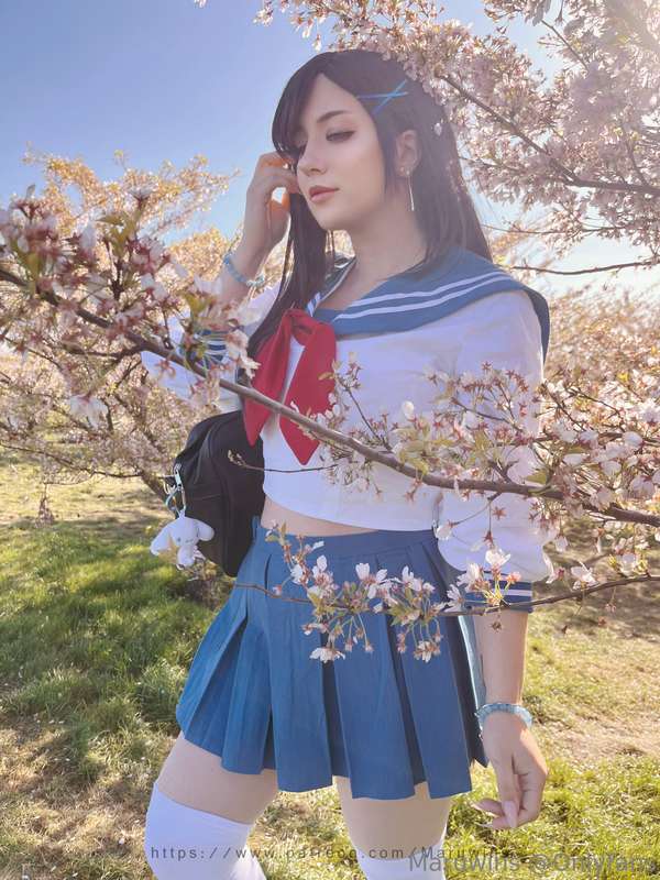 More cosplay today!Midgar High Tifa 🌸 the sakuras were prett.. 1