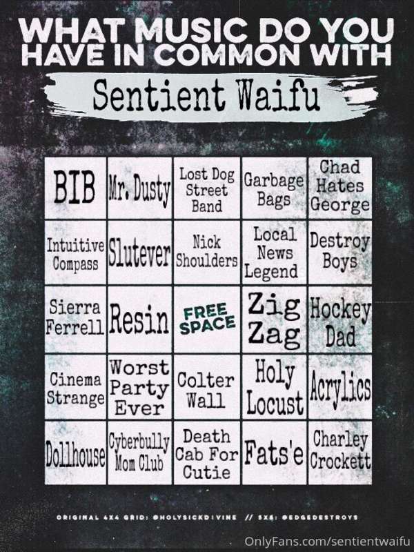 🎶**Music Bingo Sheet**🎶
*Let me know if 
you can get a bingo..