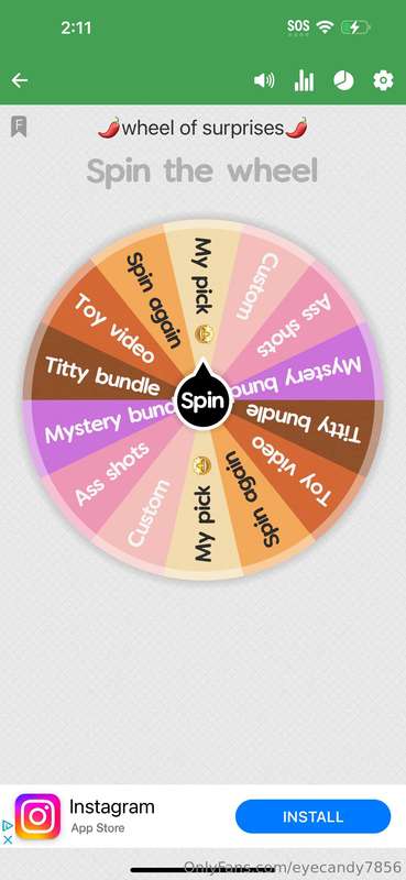 SPIN MY SEXY WHEEL! lets play a sexy game 😈... 1 spin for $1..