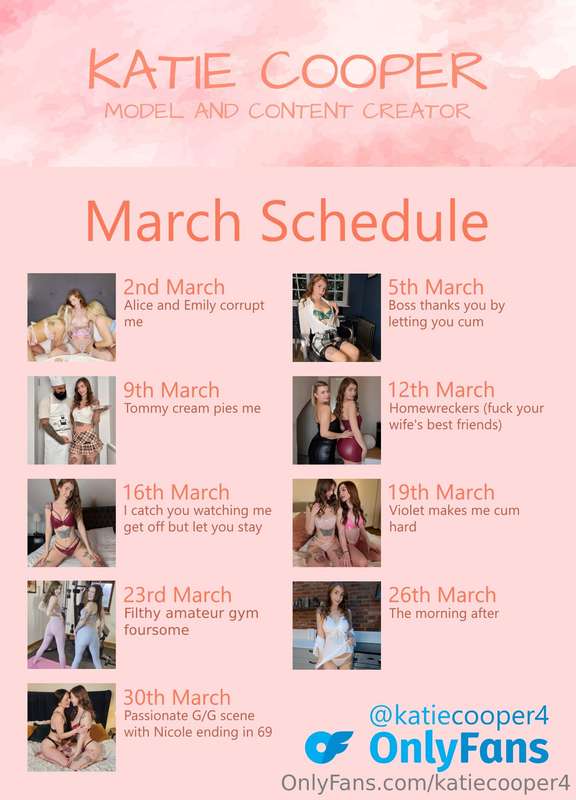 ✨ March's Video Schedule ✨ All these videos are being posted..