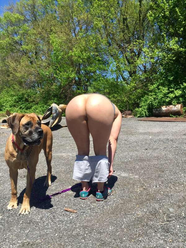 Part 2: flashing my naked booty walking to dog at the park 11