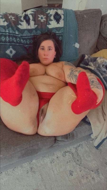 Red thong and red thigh high sock video and photo set 😛 4