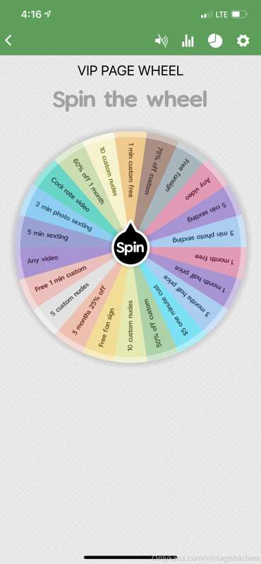 Tonight & tomorrow, tip $5 and I’ll spin the wheel TWICE for..