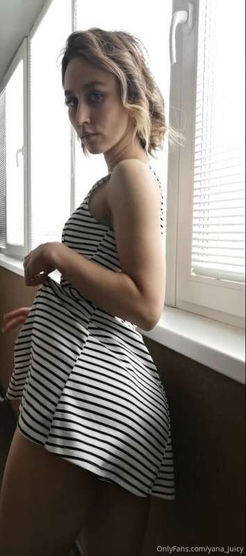 Want to see how I will raise my sexy striped dress now and I..