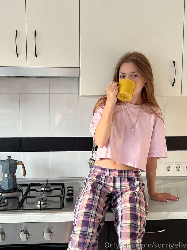 A quiet sunrise outside the window 🌸 Coffee on the table, an..