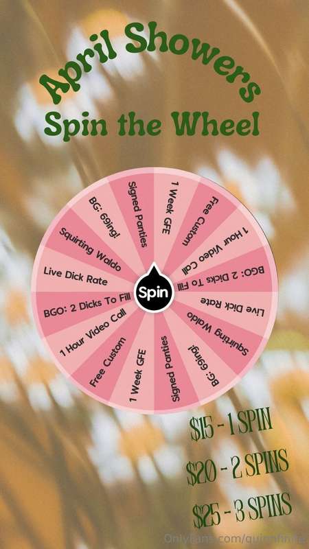 APRIL SPIN THE WHEELit’s almost summer ya’ll so i refuse to ..