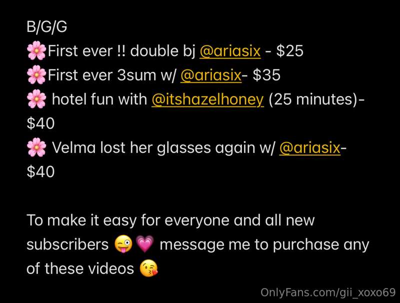 Here’s a list of all my current videos 💓 (I’m always updatin.. 4