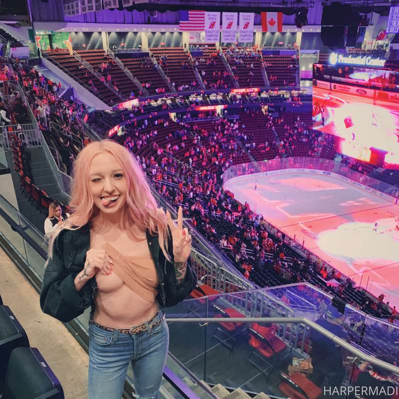 i pulled a tittie out at the hockey game we went to!!!! 2