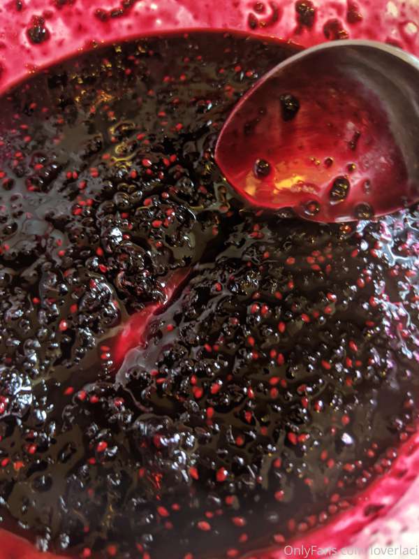 Homemade berry syrup. Very good on pancakes!