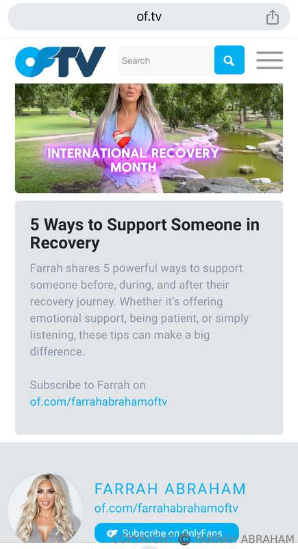So grateful to announce 📣 my @oftv CHANNEL @farrahabrahamoft..