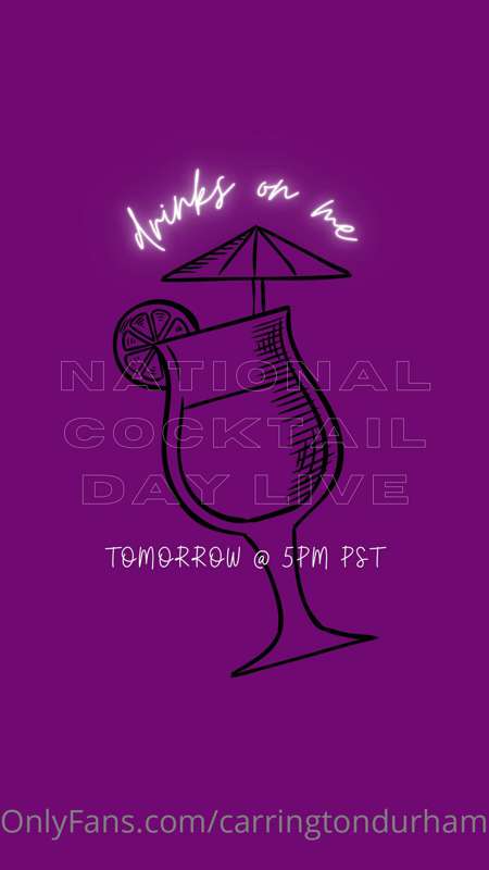 I am going live tomorrow at 5PM PST for National Cocktail Da..
