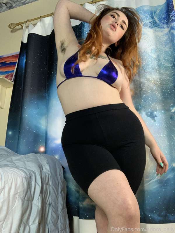 I’m loving this combo
Micro bikini on top, biker shorts as b..
