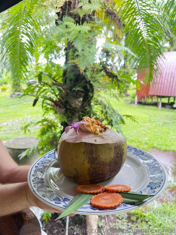 Some delicious gourmet food by the beautiful Thai trees 🌴 💚